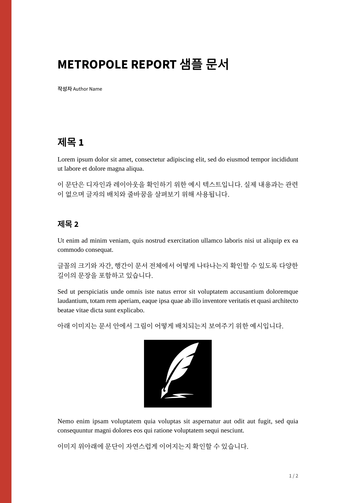 Metropole Report template preview